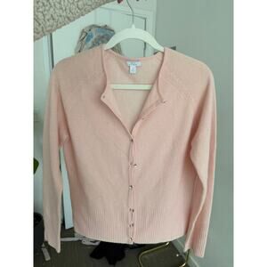 baby pink 100% cashmere cardigan sweater | sz medium